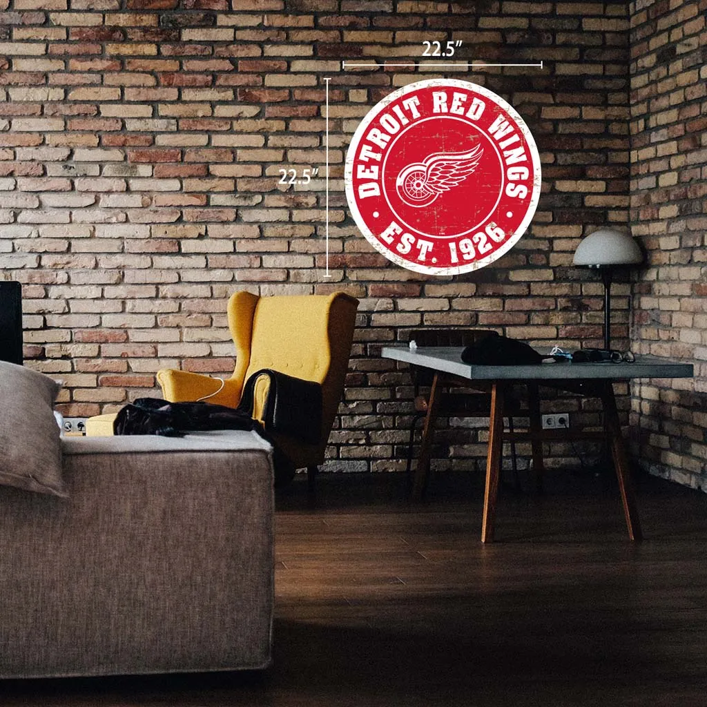 Detroit Red Wings Wall Sign - 22" Round Distressed