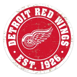 Detroit Red Wings Wall Sign - 22" Round Distressed