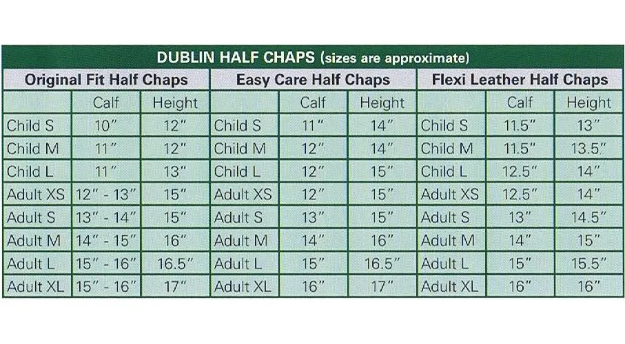 Dublin Adults Easy-Care Half Chaps