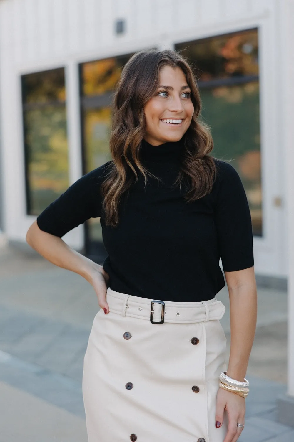 Ellis Black Short Sleeve Sweater (XS-3XL)