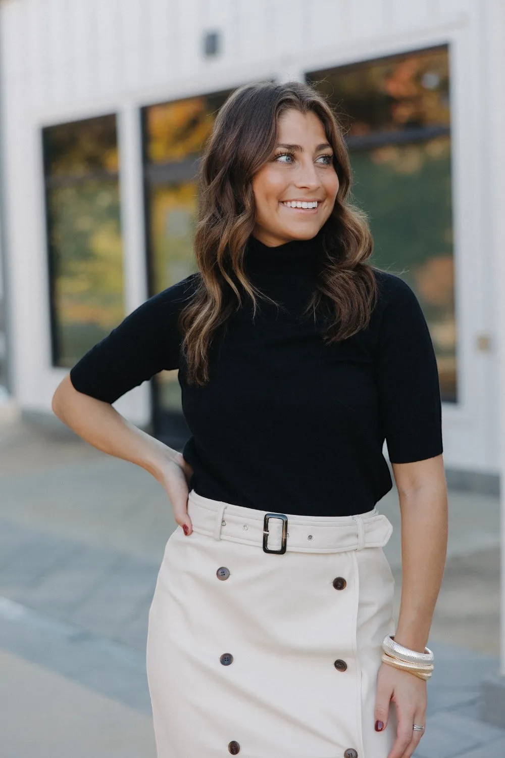 Ellis Black Short Sleeve Sweater (XS-3XL)