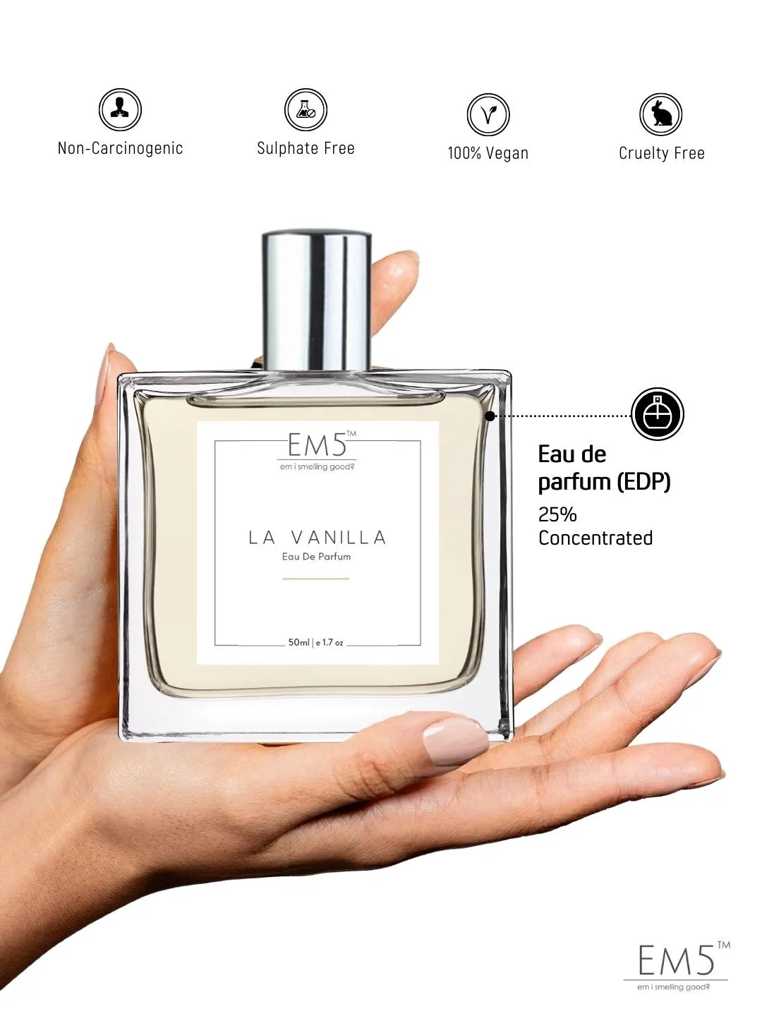 EM5™ La-Vanilla Perfume EDP Spray for Women | Vanilla Warm Spicy Fragrance Accords | Luxury Gift for Her | Variants Available: 50 ml Spray / 15 ml Spray