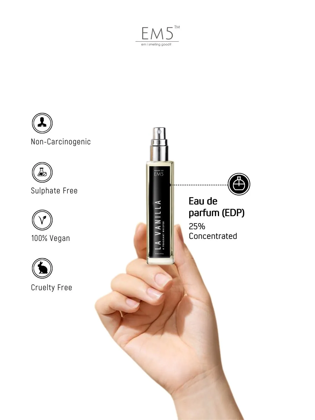 EM5™ La-Vanilla Perfume EDP Spray for Women | Vanilla Warm Spicy Fragrance Accords | Luxury Gift for Her | Variants Available: 50 ml Spray / 15 ml Spray