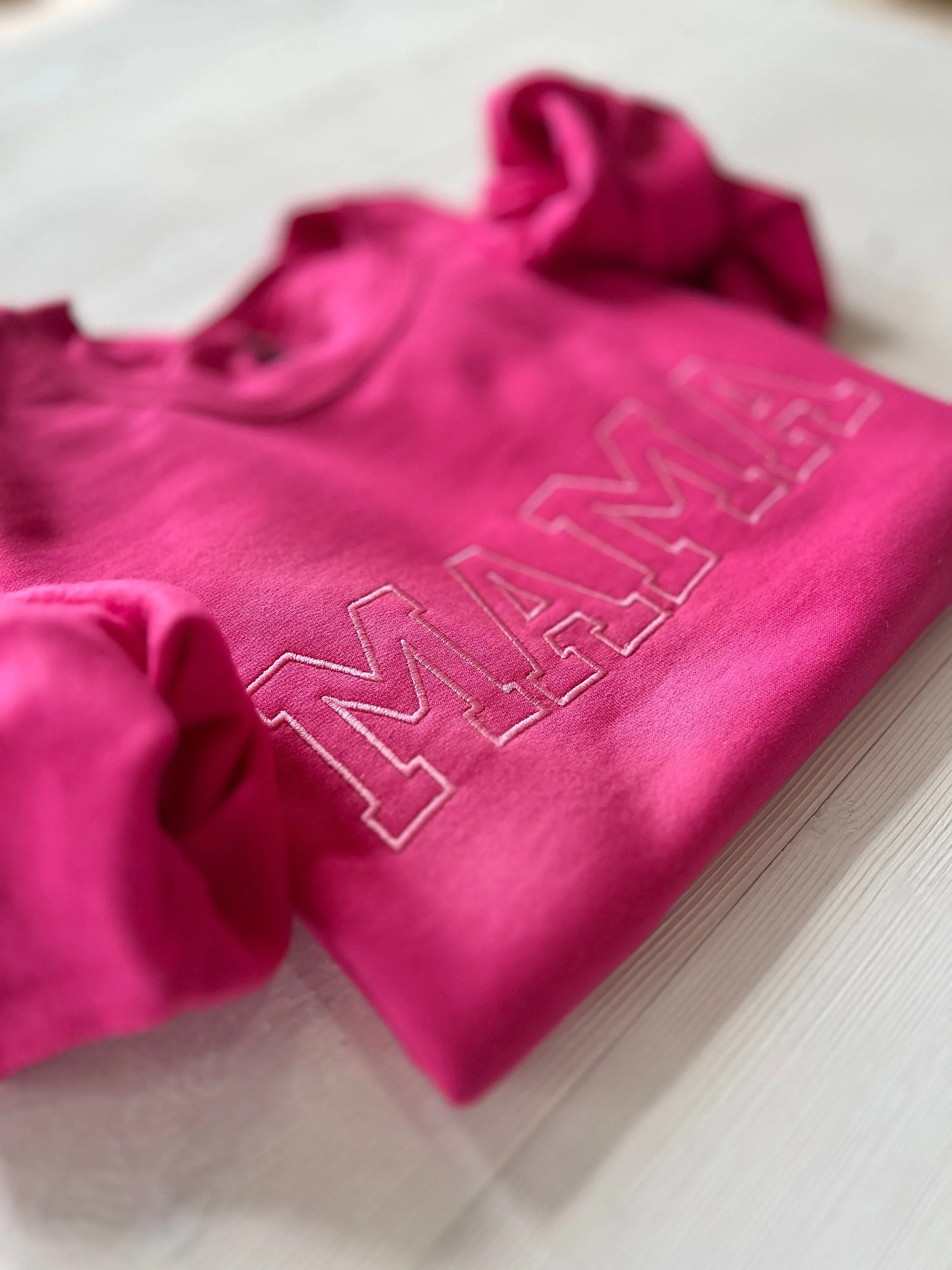Embroidered Hot Pink Sweatshirt for Mom