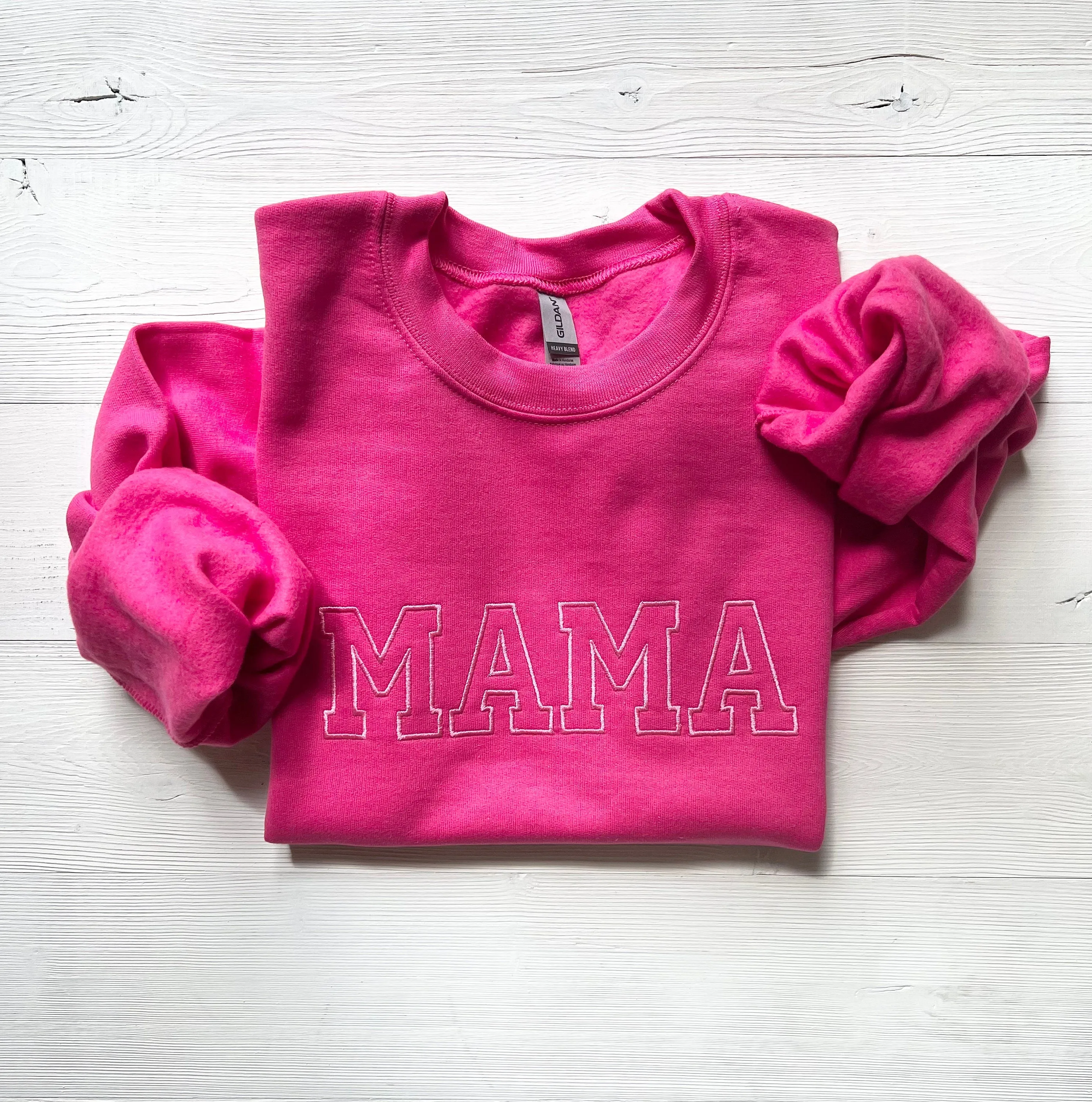 Embroidered Hot Pink Sweatshirt for Mom