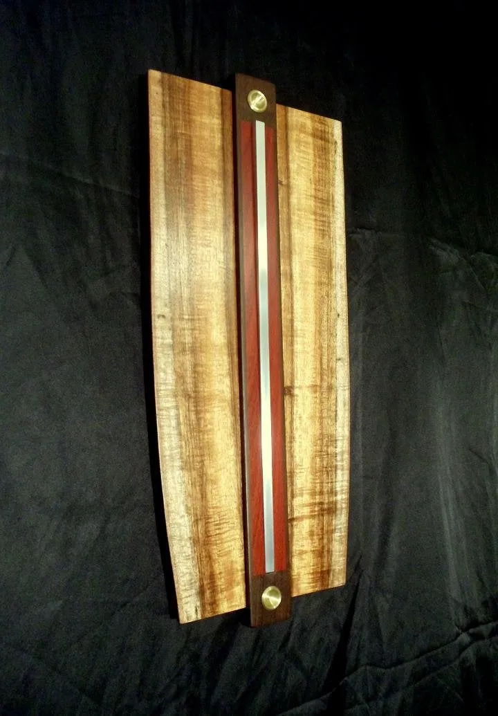 Figured Koa Wood and Metal Wall Hanging Art