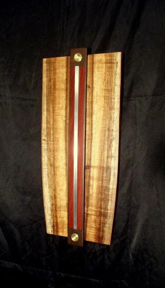 Figured Koa Wood and Metal Wall Hanging Art