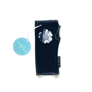 Fingerless Mittens Short, Black Merino Wool | 064
