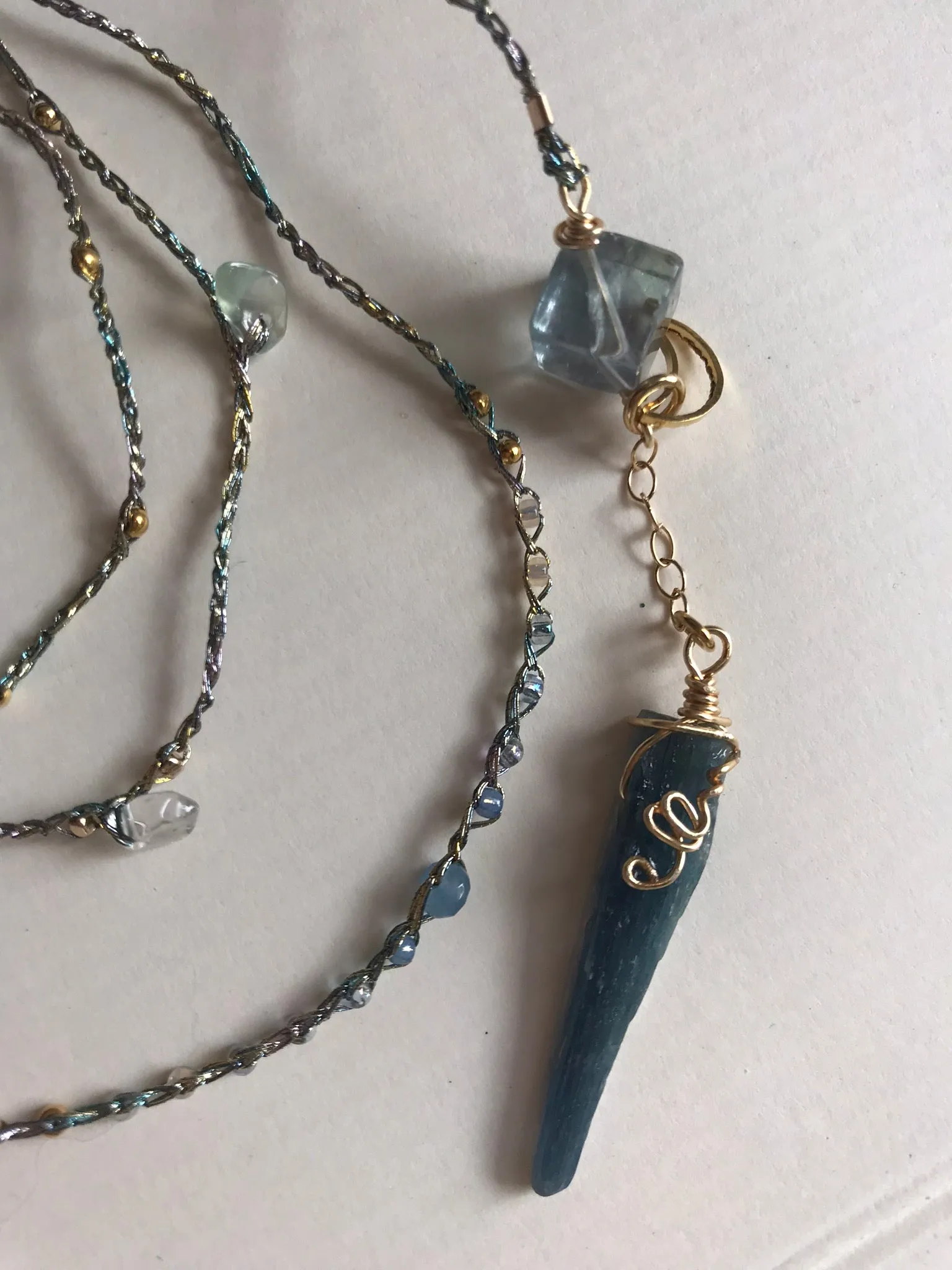 Fluorite Necklace with Healing Crystals