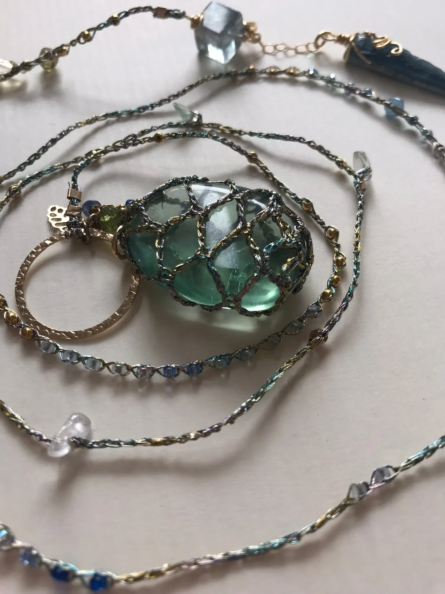 Fluorite Necklace with Healing Crystals
