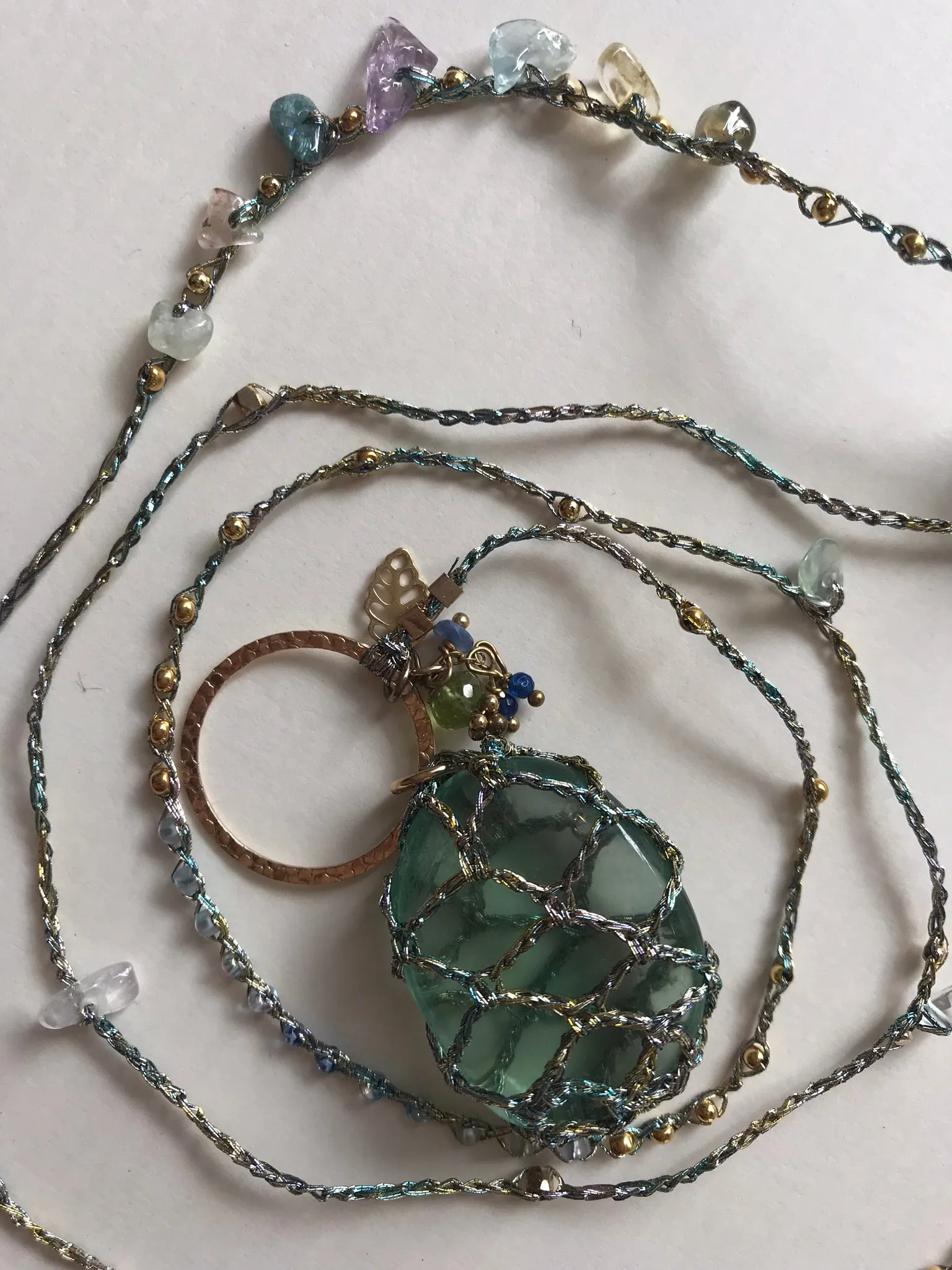Fluorite Necklace with Healing Crystals