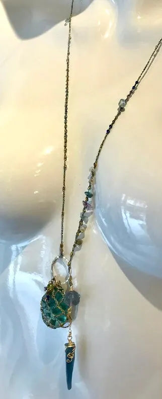 Fluorite Necklace with Healing Crystals