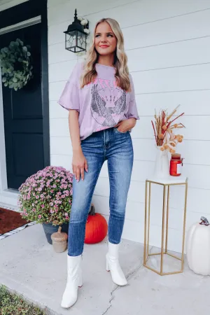 Free Bird Vintage Acid Wash Graphic Tee - Lavender
