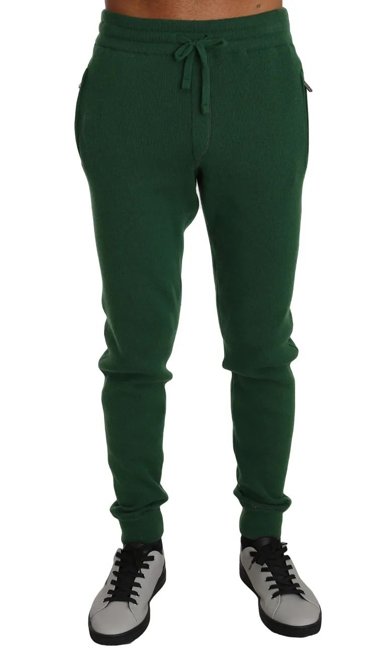Green 100% Cashmere Casual Warm Sweatpants