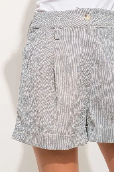 Hazel Blues® |  And The Why Pin Striped High Waist Rolled Shorts