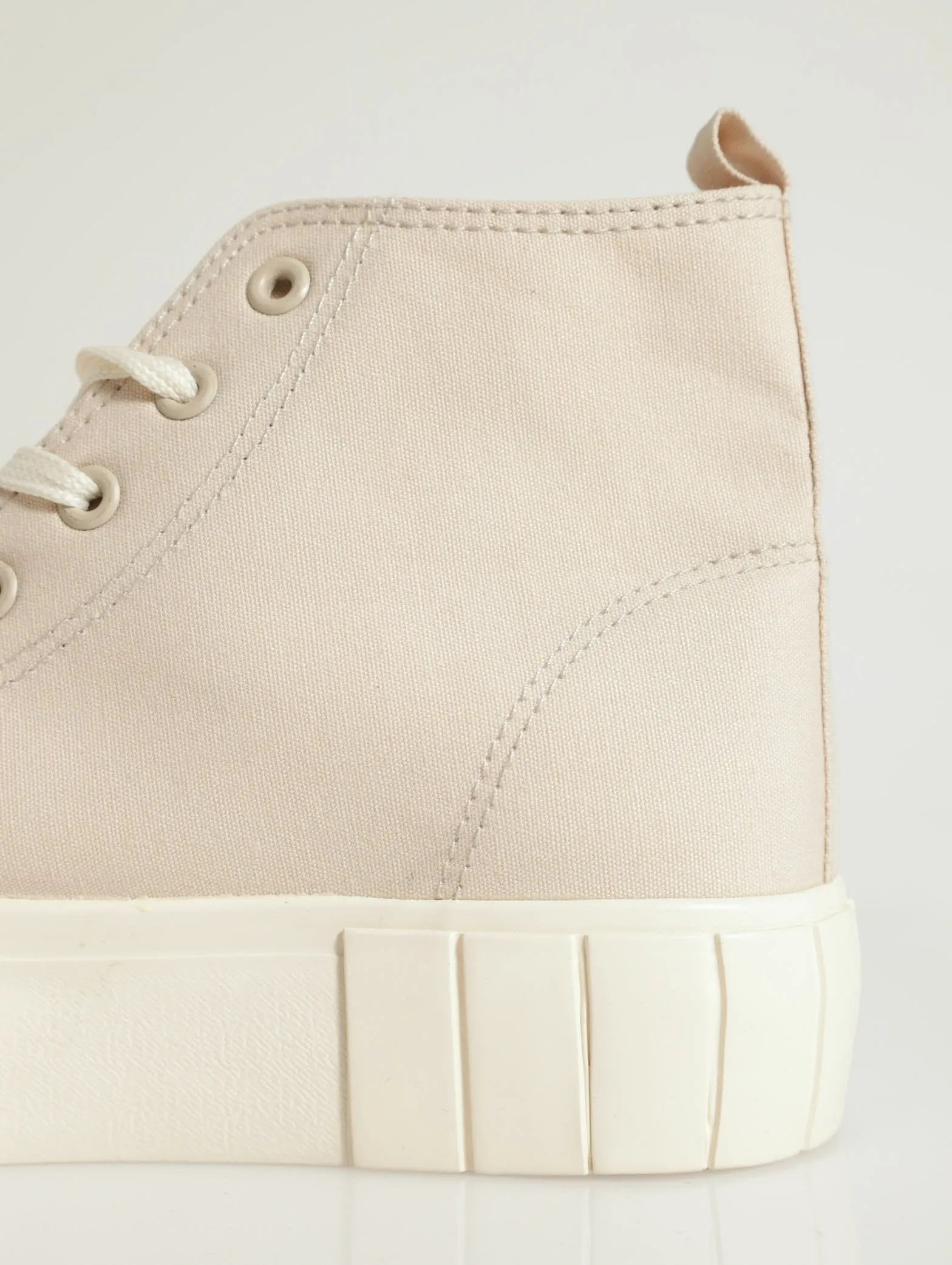 High-Top Plimsole Lace-Up Sneaker - Cream
