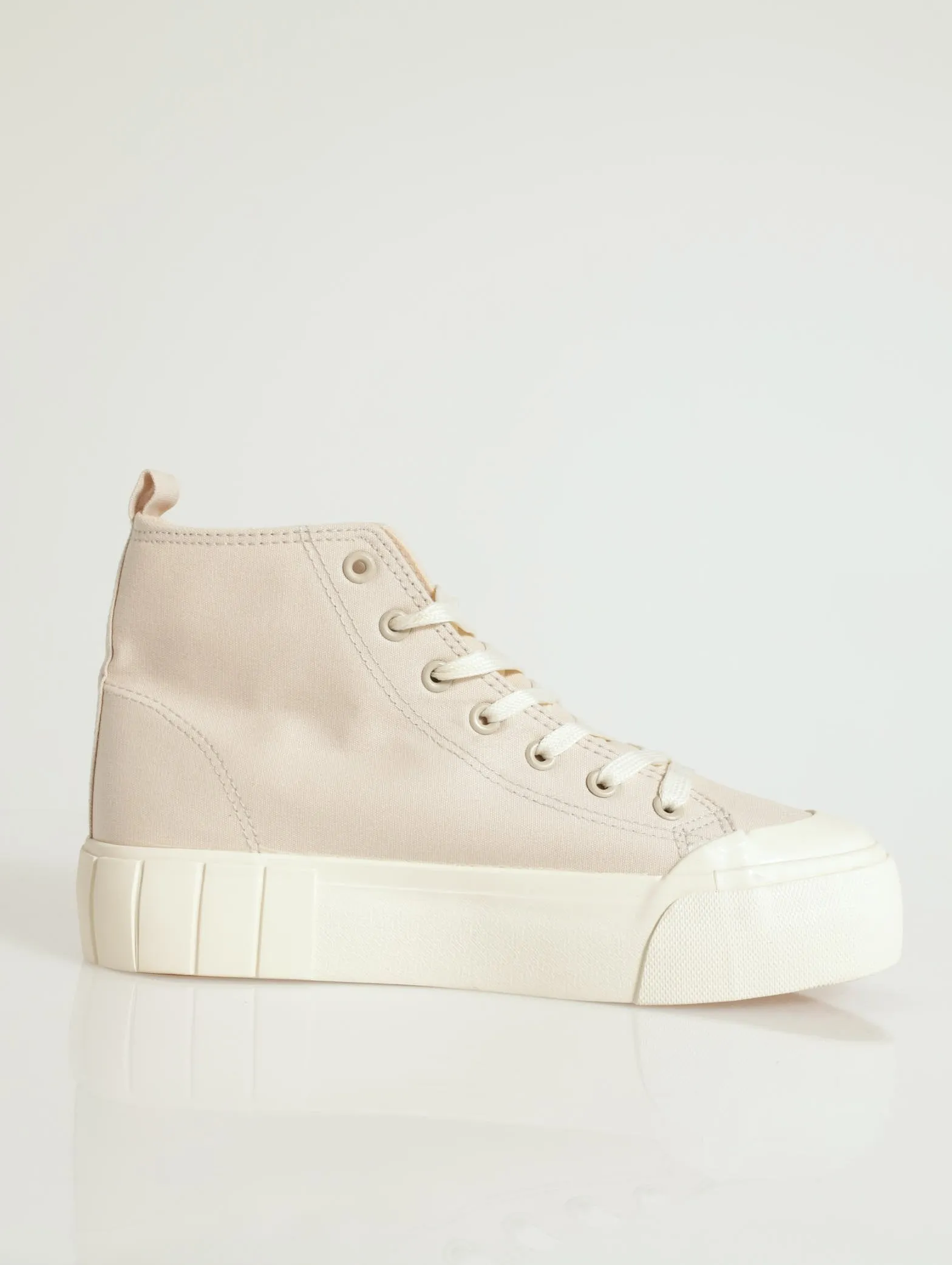 High-Top Plimsole Lace-Up Sneaker - Cream