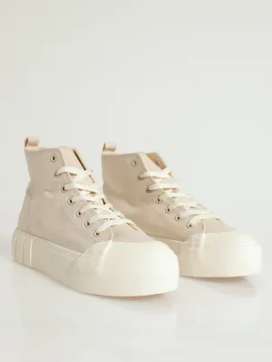 High-Top Plimsole Lace-Up Sneaker - Cream