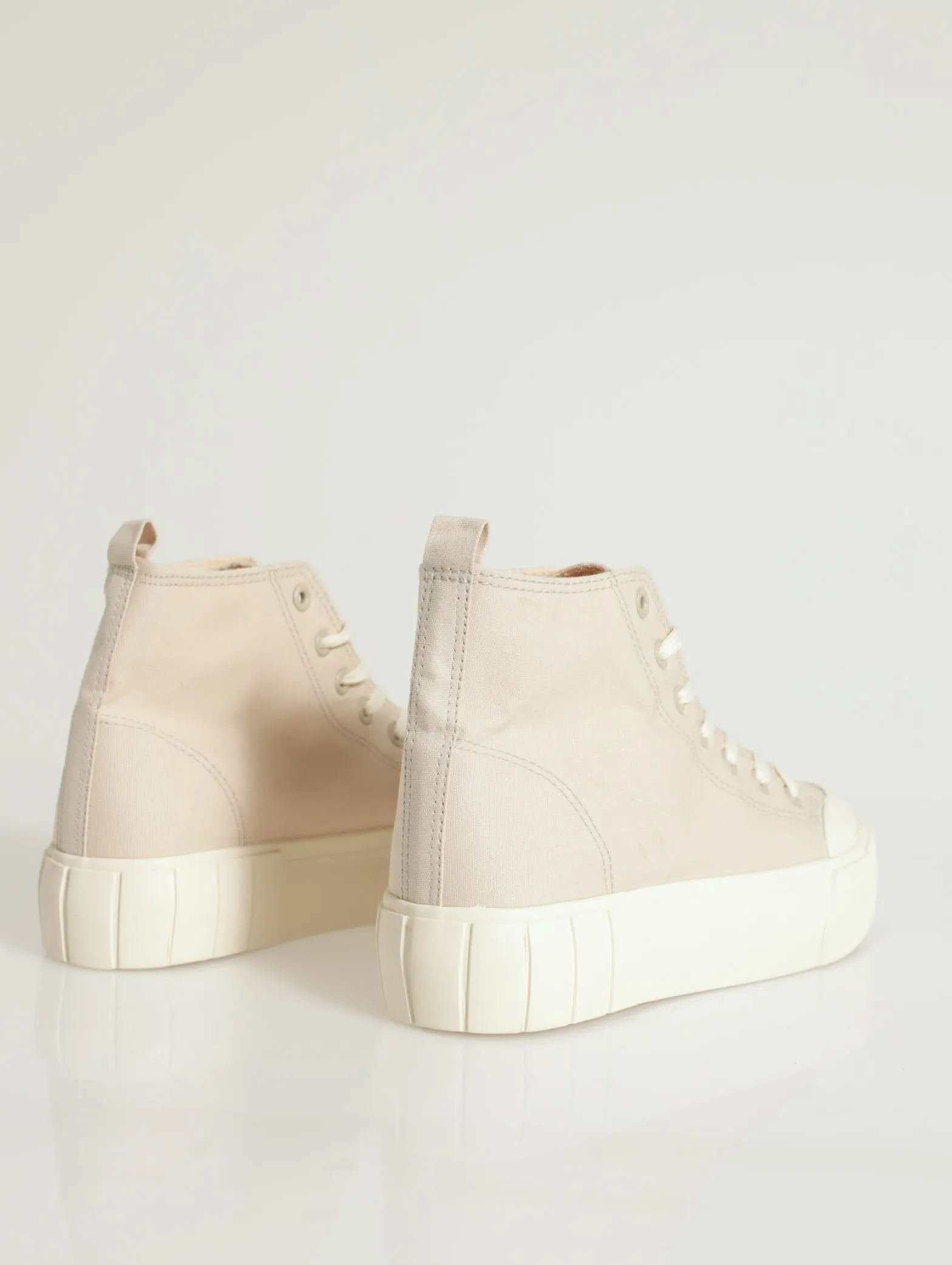 High-Top Plimsole Lace-Up Sneaker - Cream