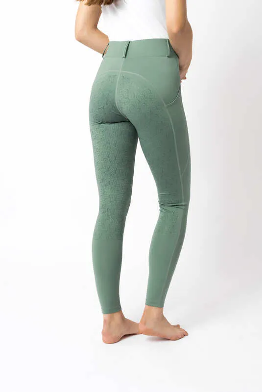 Horze Dea Ladies Full Grip Tights Sea Spray  Green