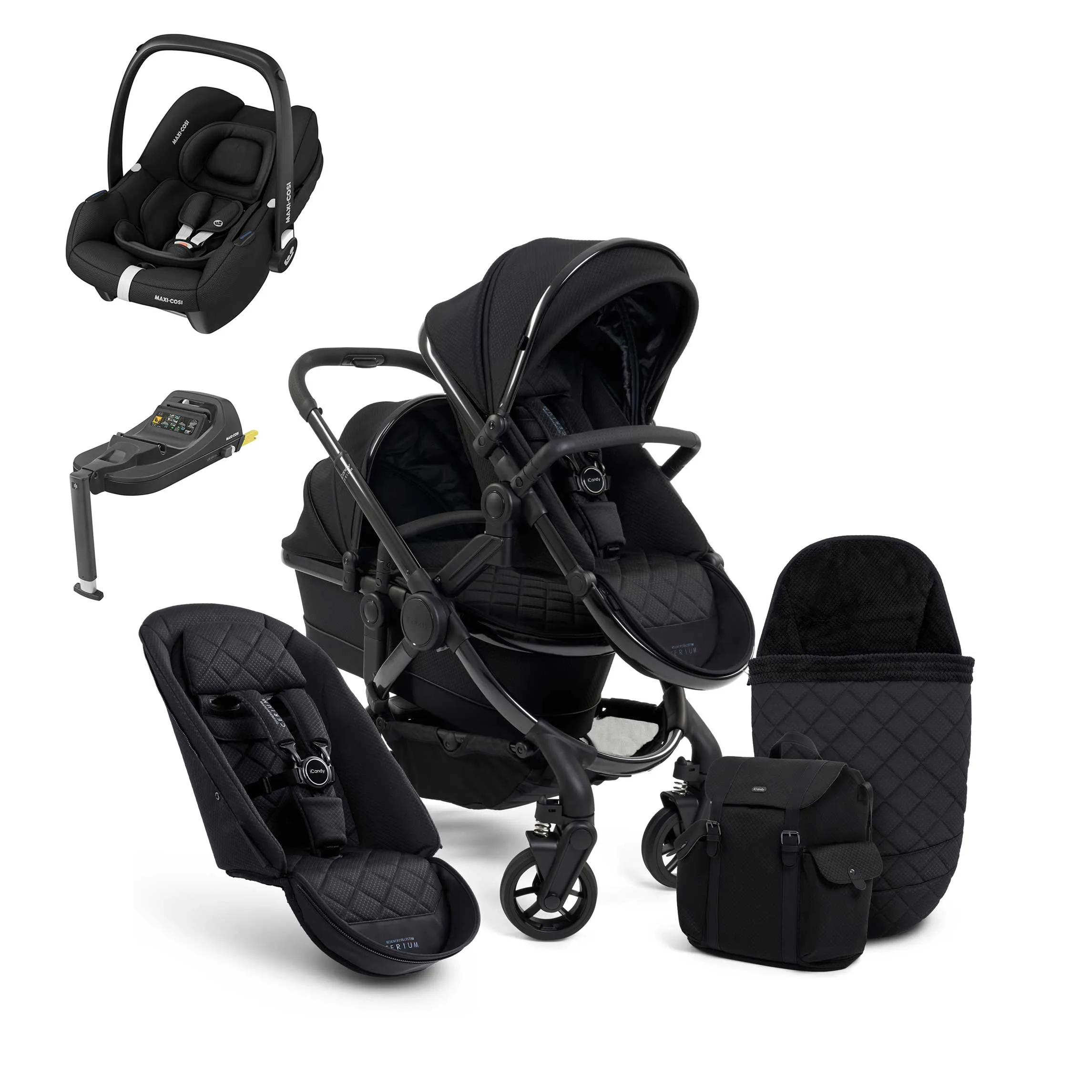 iCandy Peach 7 Cerium Double Maxi-Cosi Travel System in Black