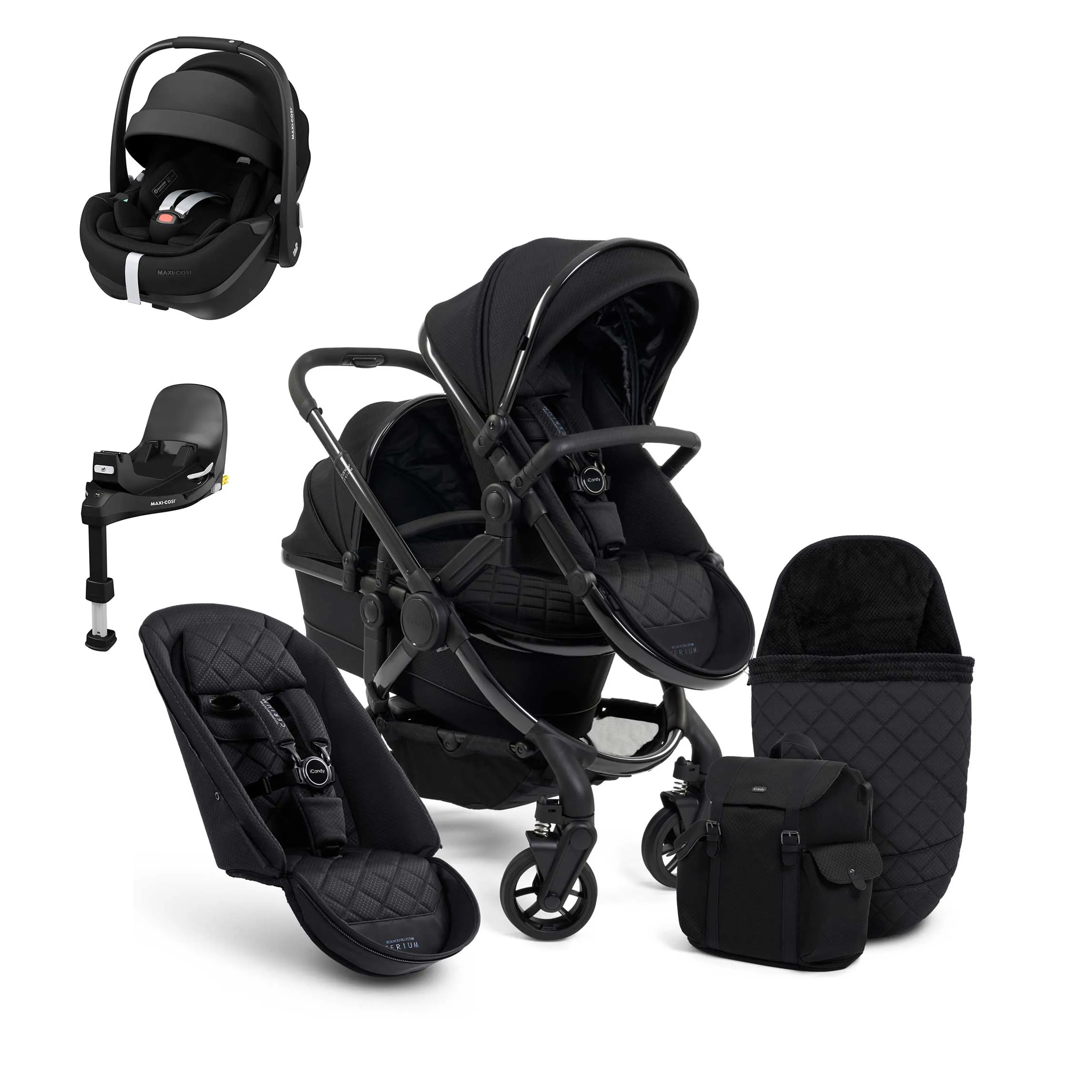 iCandy Peach 7 Cerium Double Maxi-Cosi Travel System in Black