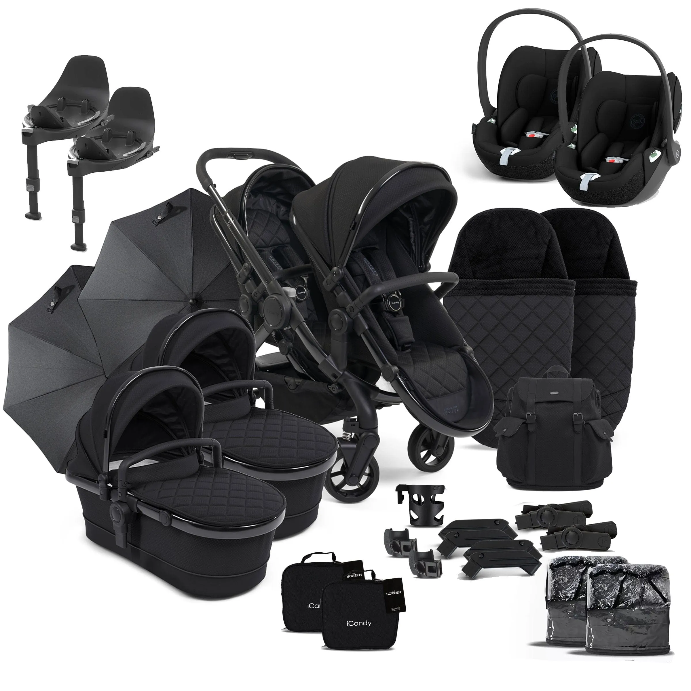 iCandy Peach 7 Cerium Twin Complete Cybex Bundle in Black