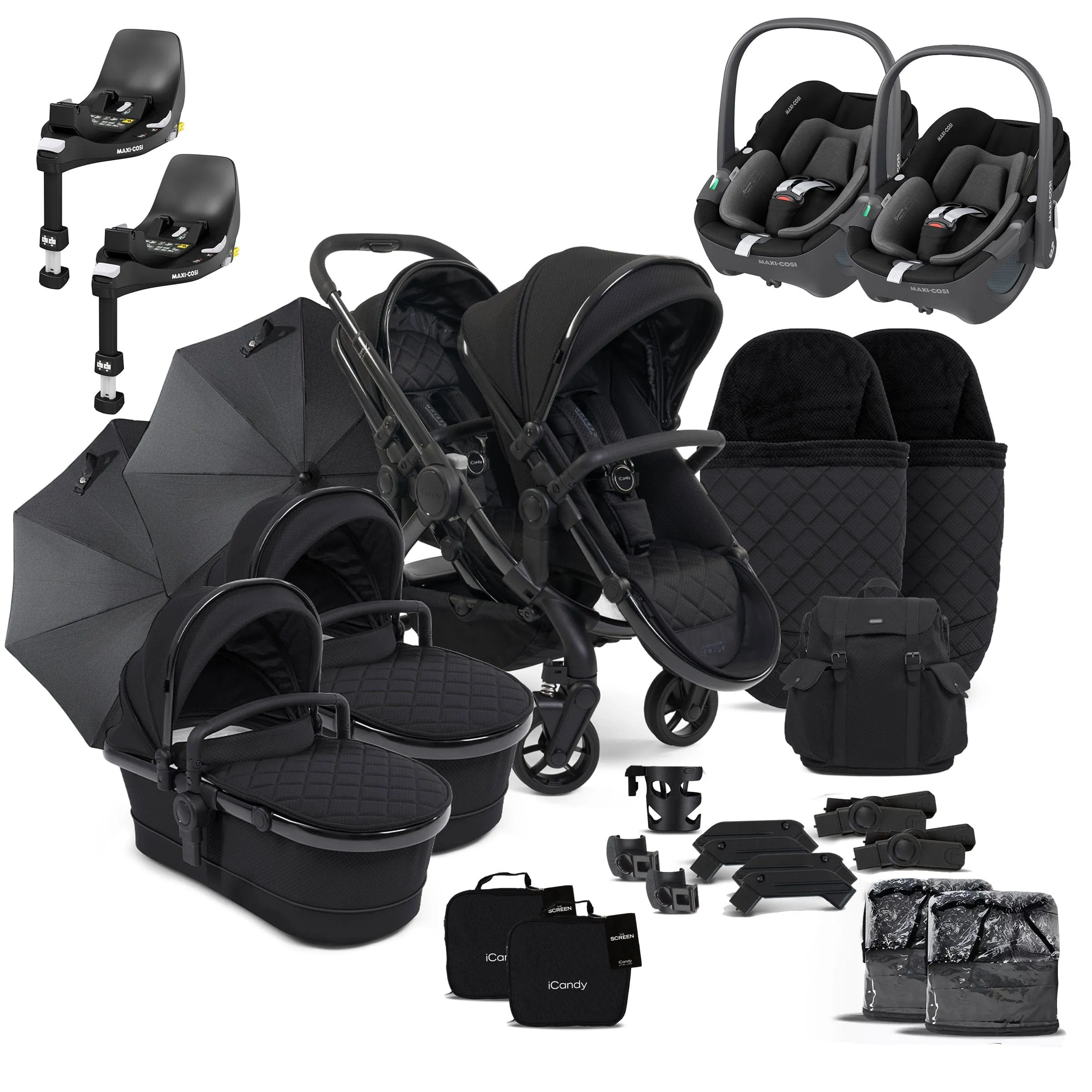 iCandy Peach 7 Cerium Twin Complete Maxi-Cosi Bundle in Black