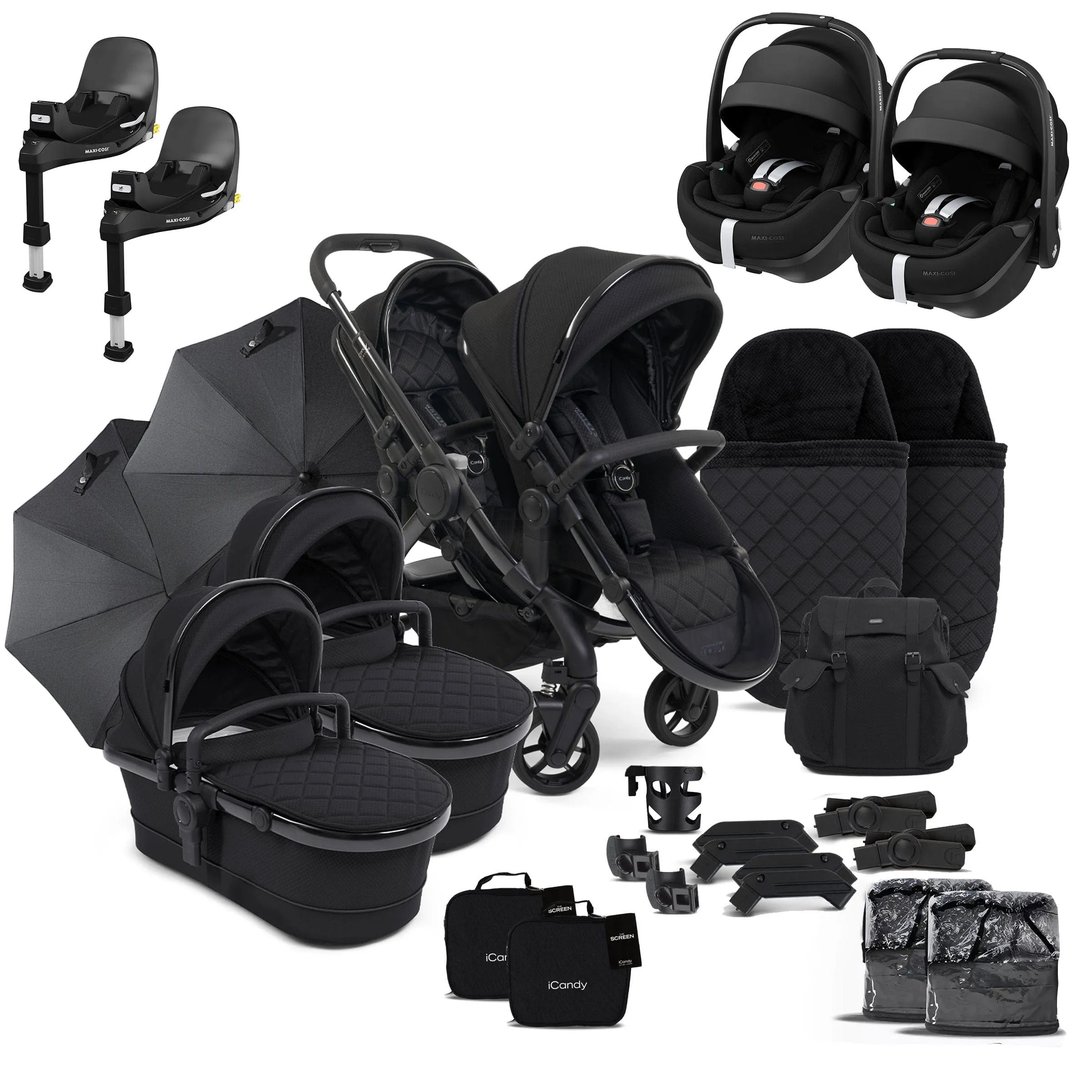 iCandy Peach 7 Cerium Twin Complete Maxi-Cosi Bundle in Black