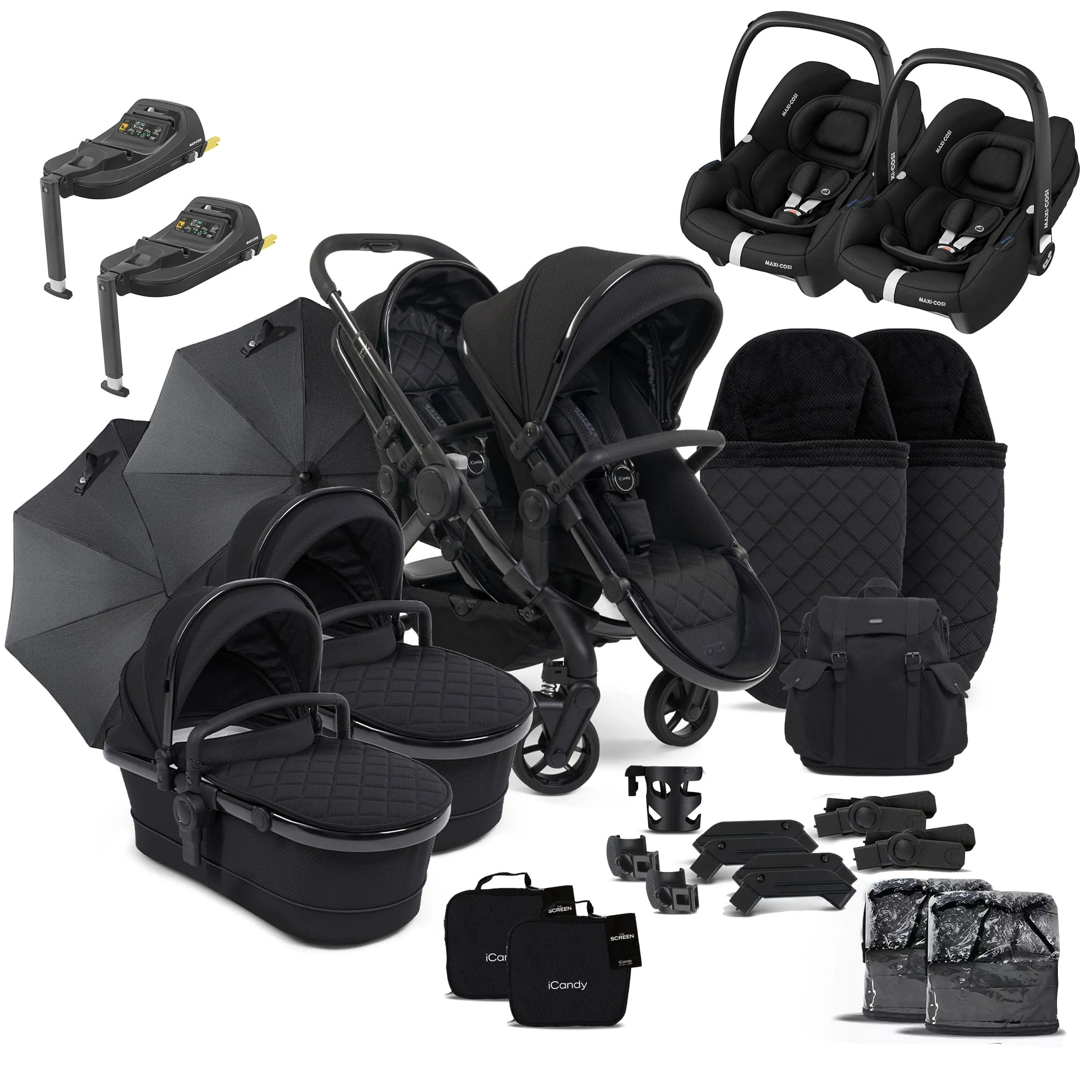 iCandy Peach 7 Cerium Twin Complete Maxi-Cosi Bundle in Black