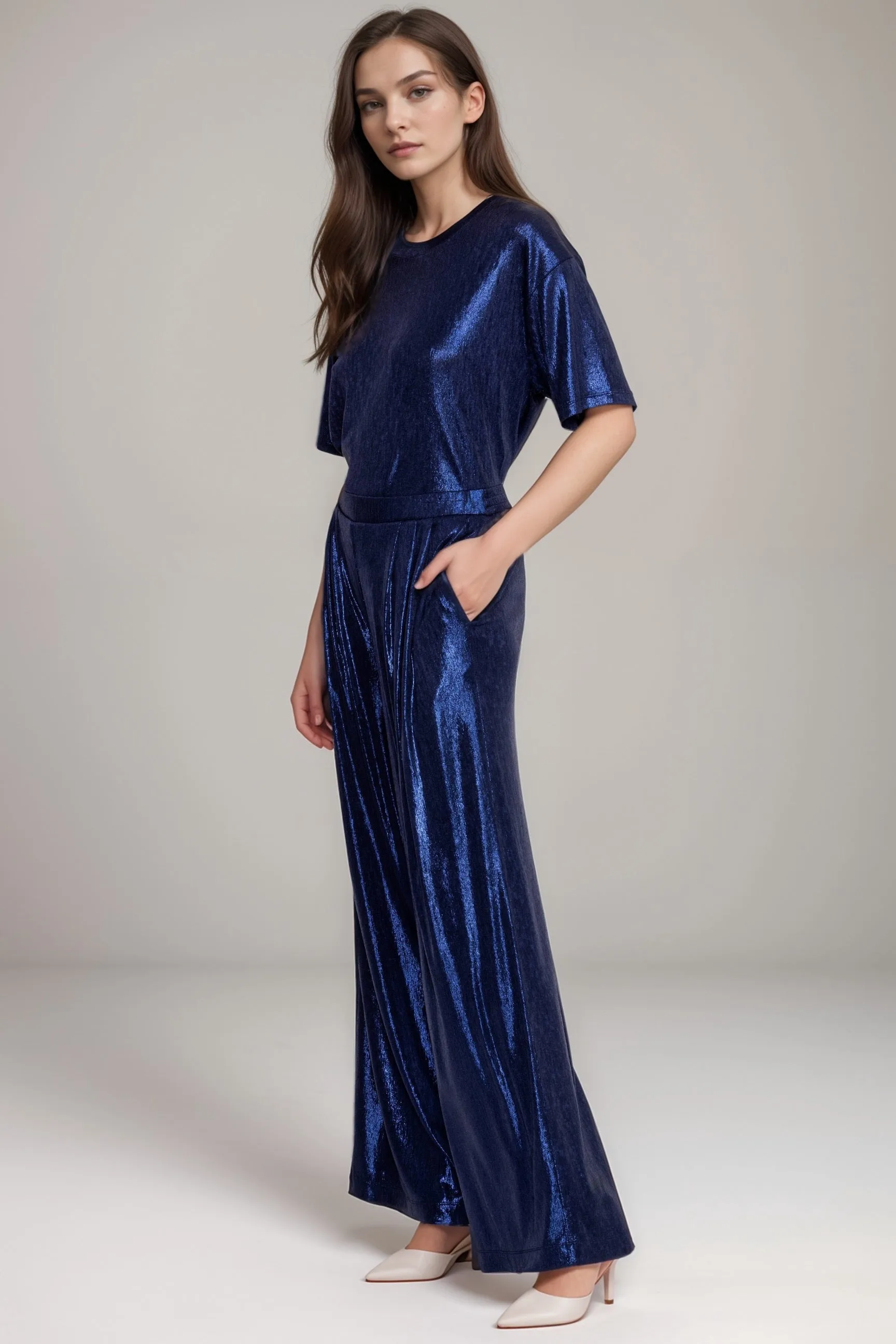 Johnny Was Jade Blue Bristol Knit Wide Leg Pants L66224
