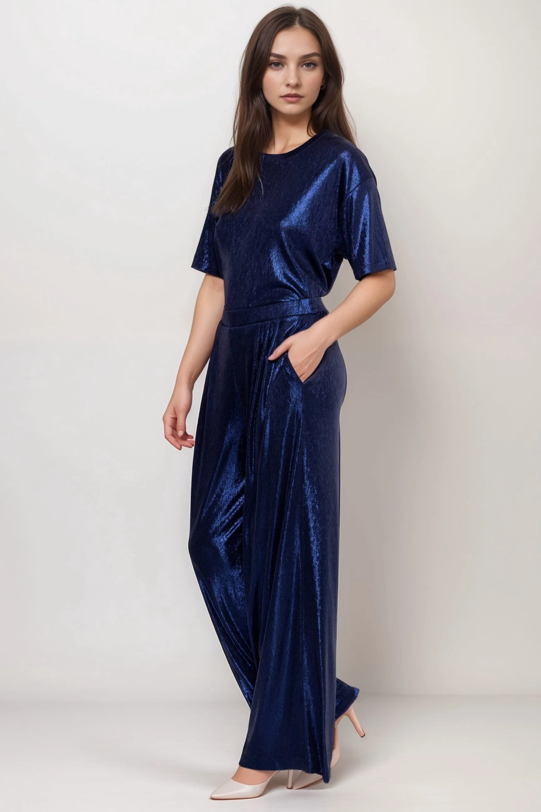 Johnny Was Jade Blue Bristol Knit Wide Leg Pants L66224