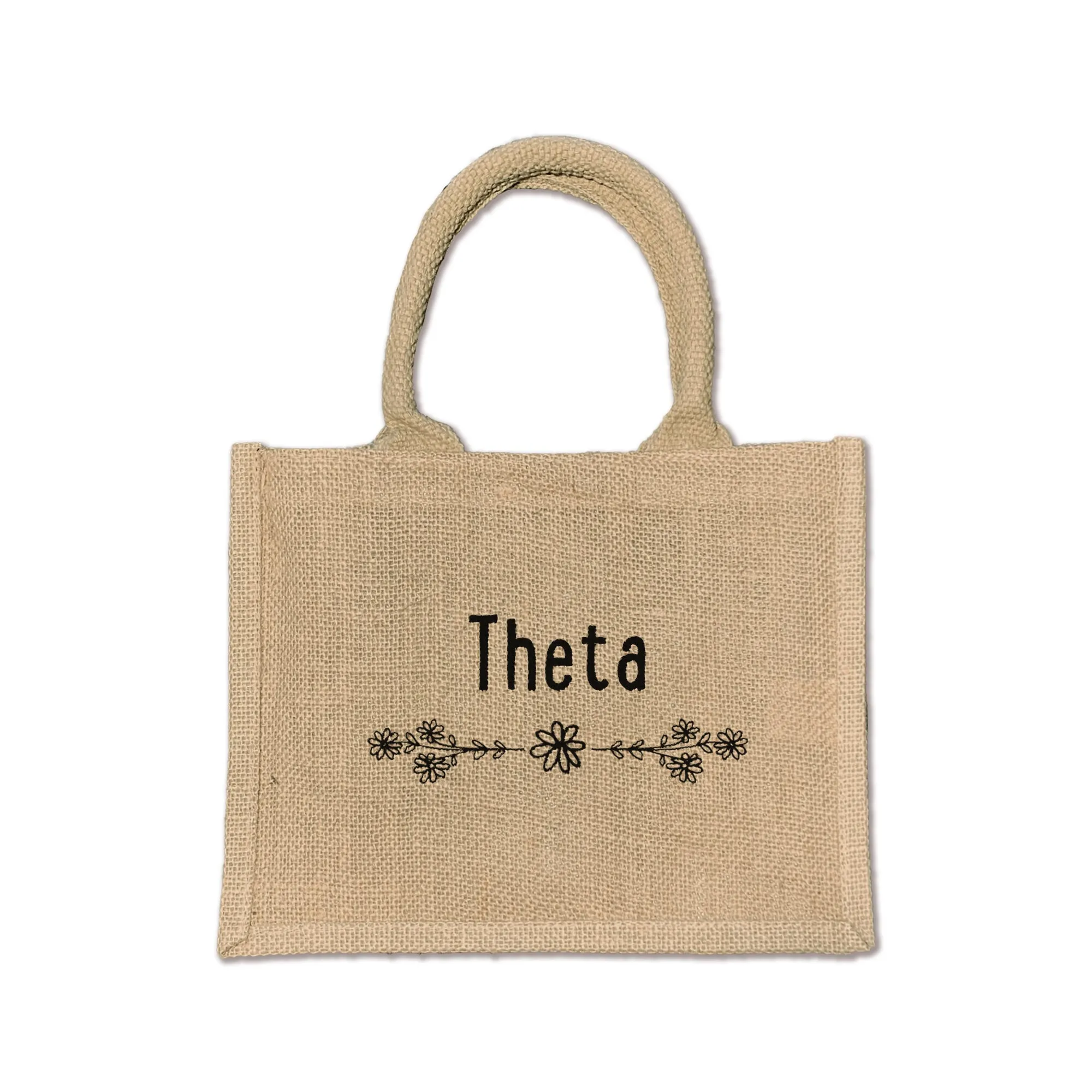 Kappa Alpha Theta  Floral Burlap Sorority Tote Bag – Perfect for Greek Life and College