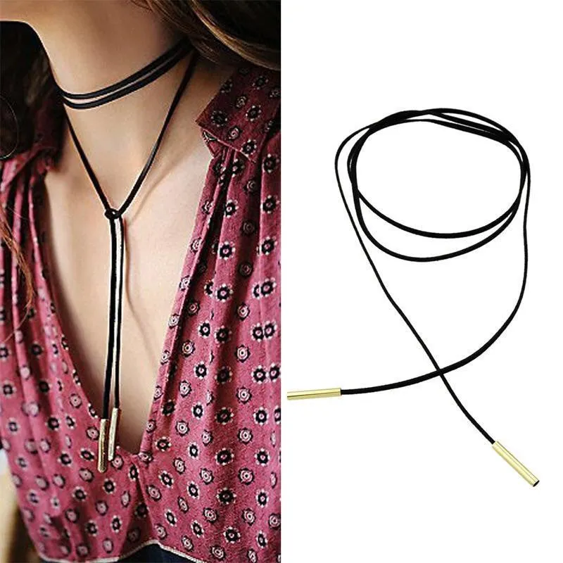 Kate Black Suede   Gold/Silver Choker Wrap Necklace