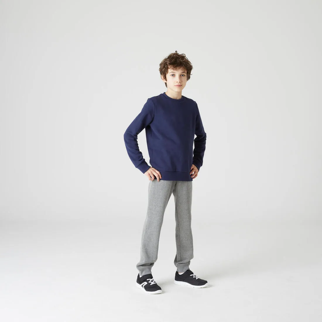 Kids' Warm Crew Neck Brushed Unisex Jersey Sweatshirt - Navy