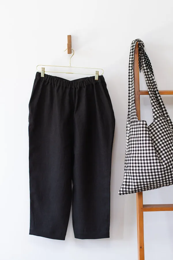 KITCHEN PANTS IN BLACK LINEN