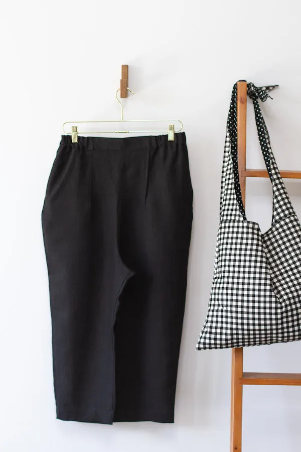 KITCHEN PANTS IN BLACK LINEN
