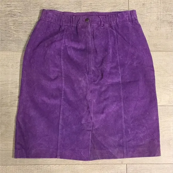 Lerner Vintage Genuine Suede Pencil Skirt Purple