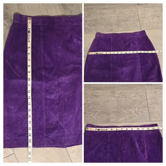 Lerner Vintage Genuine Suede Pencil Skirt Purple
