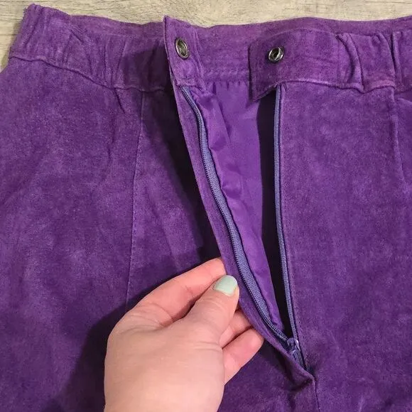 Lerner Vintage Genuine Suede Pencil Skirt Purple