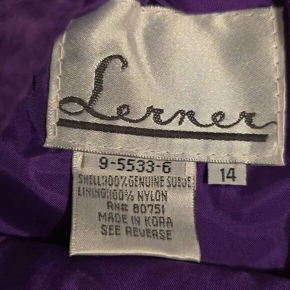 Lerner Vintage Genuine Suede Pencil Skirt Purple