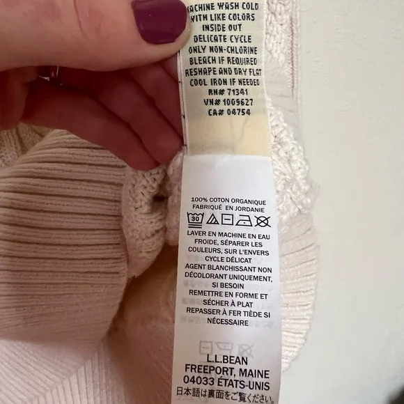 L.L.Bean Fisherman Cableknit Cream sweater XL