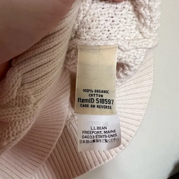 L.L.Bean Fisherman Cableknit Cream sweater XL