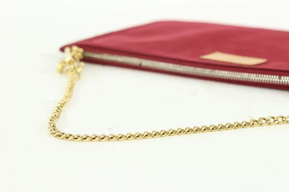 Louis Vuitton Burgundy Alcantara Suede Accessories Pouch Pochette Wristlet 927lv24