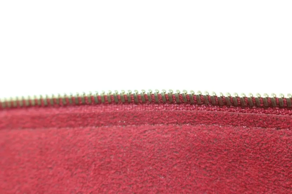 Louis Vuitton Burgundy Alcantara Suede Accessories Pouch Pochette Wristlet 927lv24