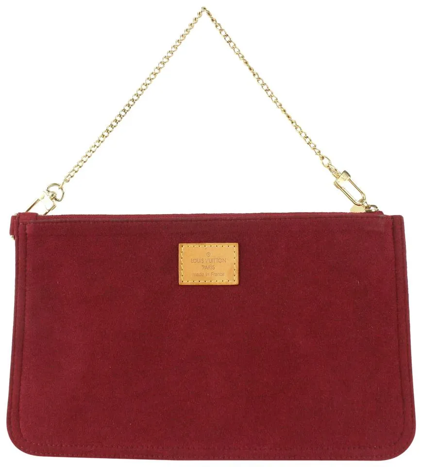 Louis Vuitton Burgundy Alcantara Suede Accessories Pouch Pochette Wristlet 927lv24