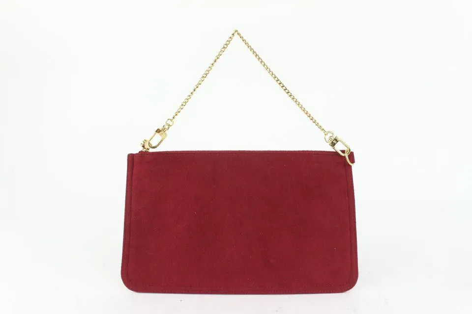 Louis Vuitton Burgundy Alcantara Suede Accessories Pouch Pochette Wristlet 927lv24