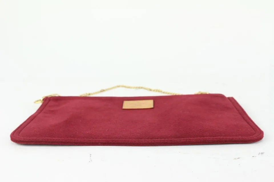 Louis Vuitton Burgundy Alcantara Suede Accessories Pouch Pochette Wristlet 927lv24
