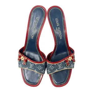 Louis Vuitton Denim   Red Kitten Heels
