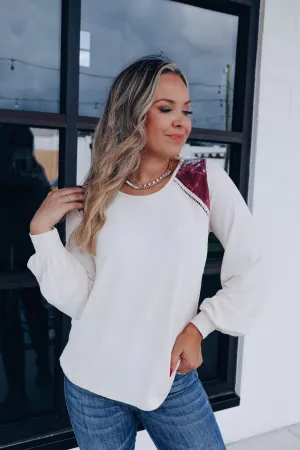 Low-key Tie Dye Shoulder Accent Top - Beige